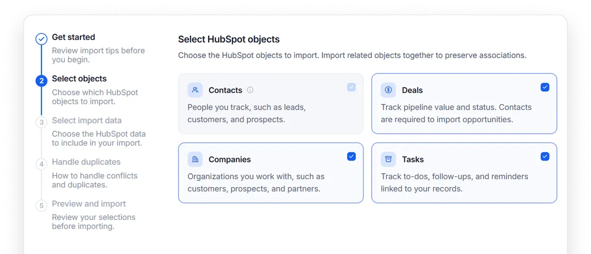 HighLevel HubSpot import screen